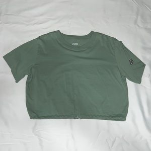 PINK from Victoria’s Secret sage green cropped T-shirt.